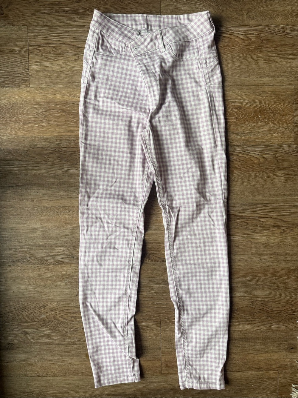 Slim Fit Women's Pink Gingham Skinny Pants